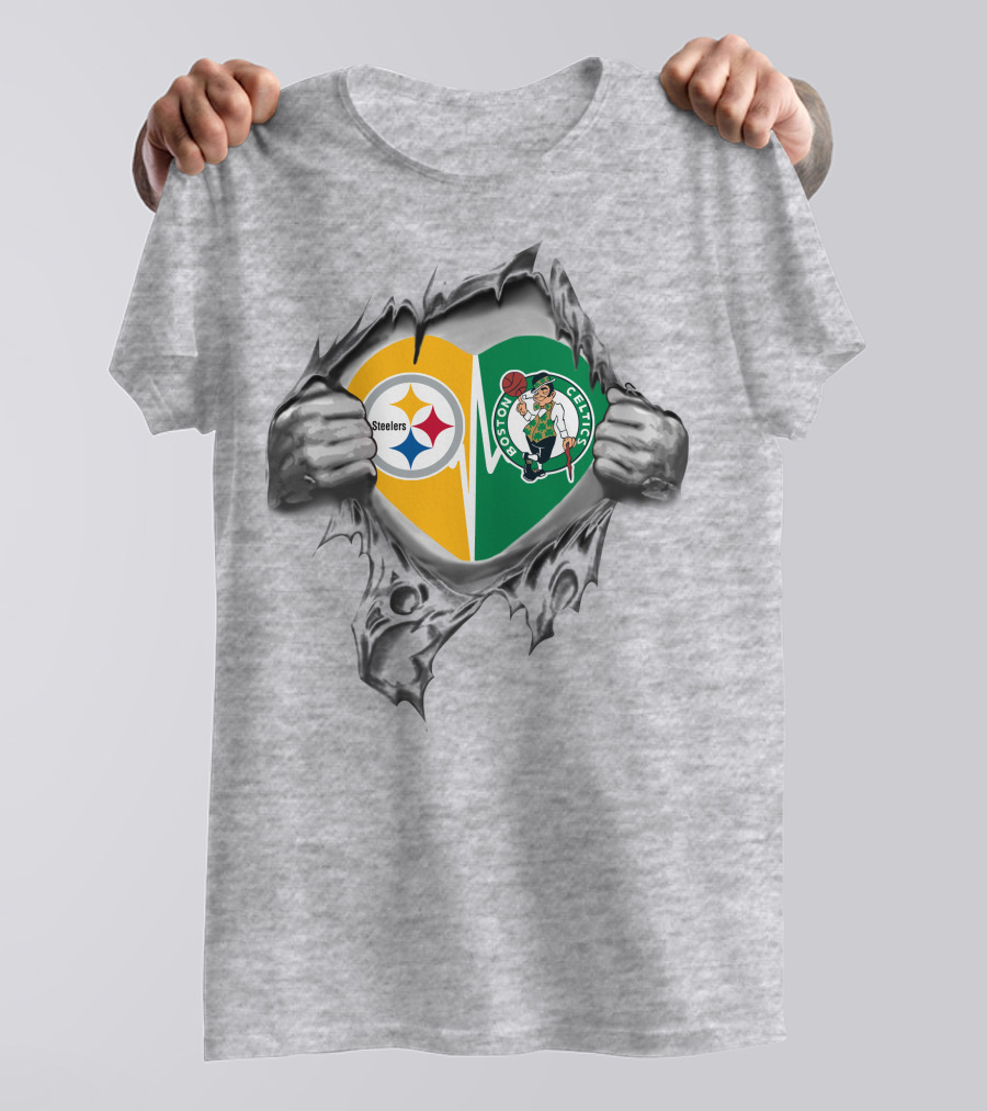 Steelers Celtics Heart Torn Open Symbol Of Passion And Loyalty T-Shirt