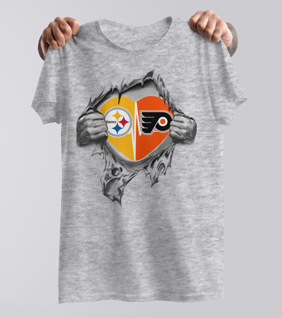 Steelers Flyers Heart Logo Tear T-Shirt