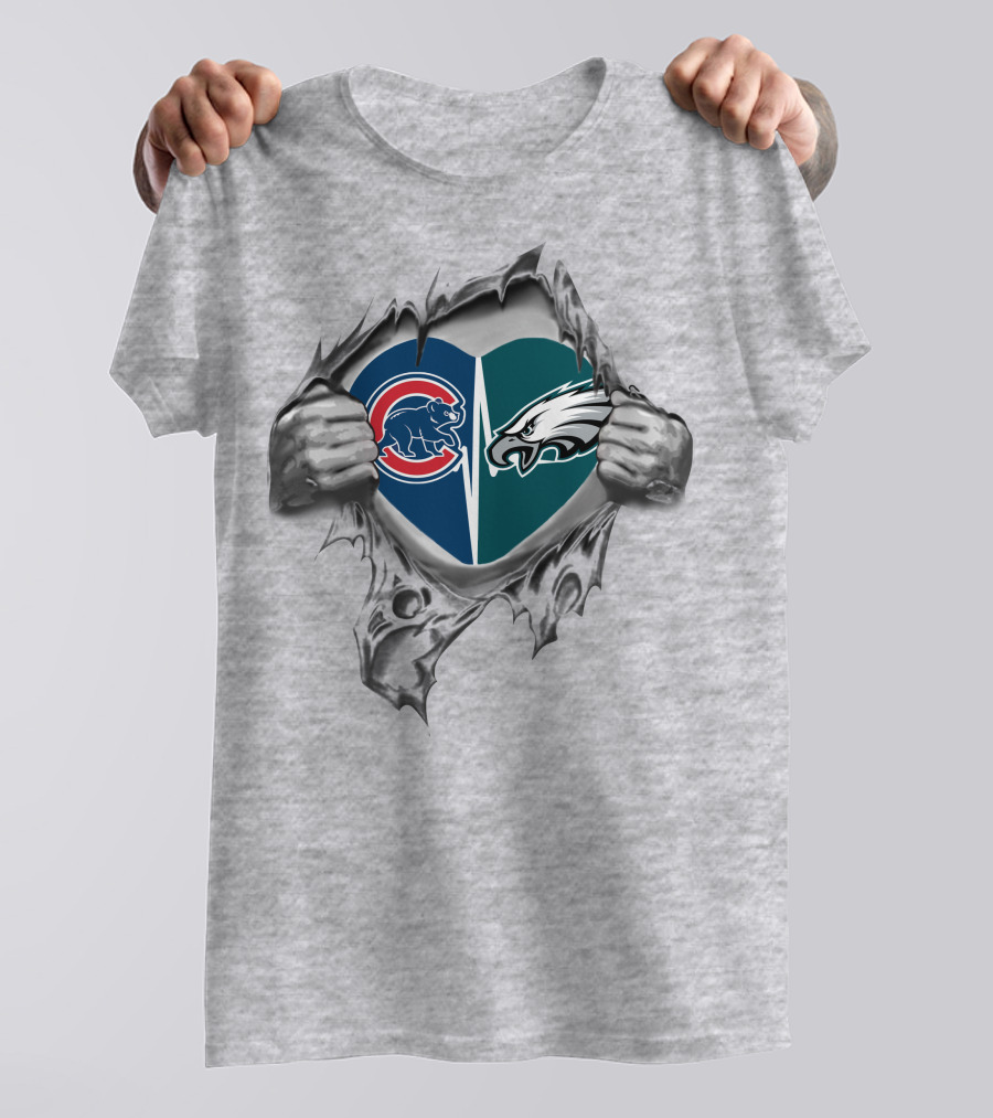 Eagles Cubs Heart With Torn T-Shirt