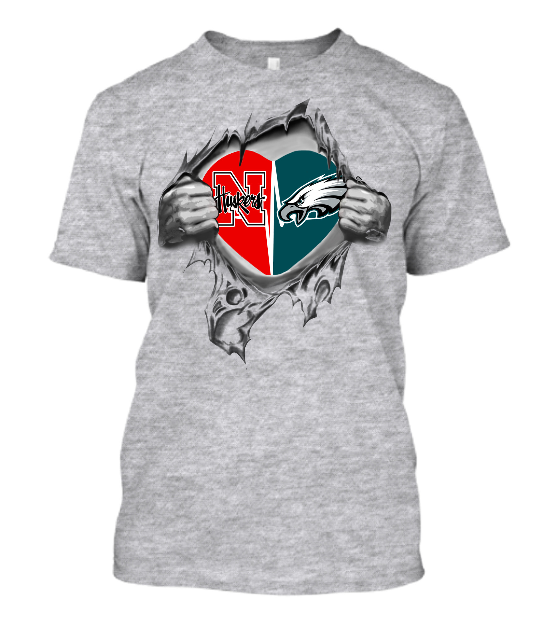 Eagles Huskers Heart Fan Dual Loyalty T-Shirt