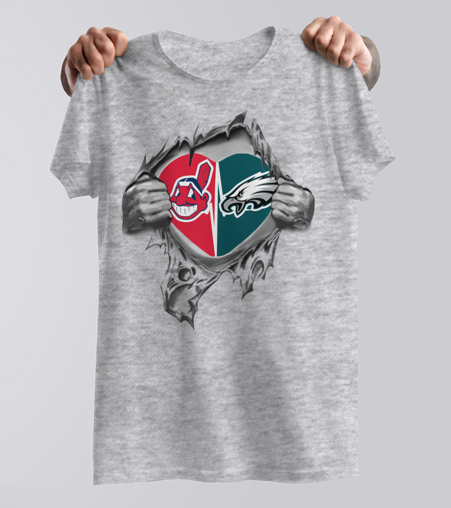 Eagles Indians Split Heart T-Shirt
