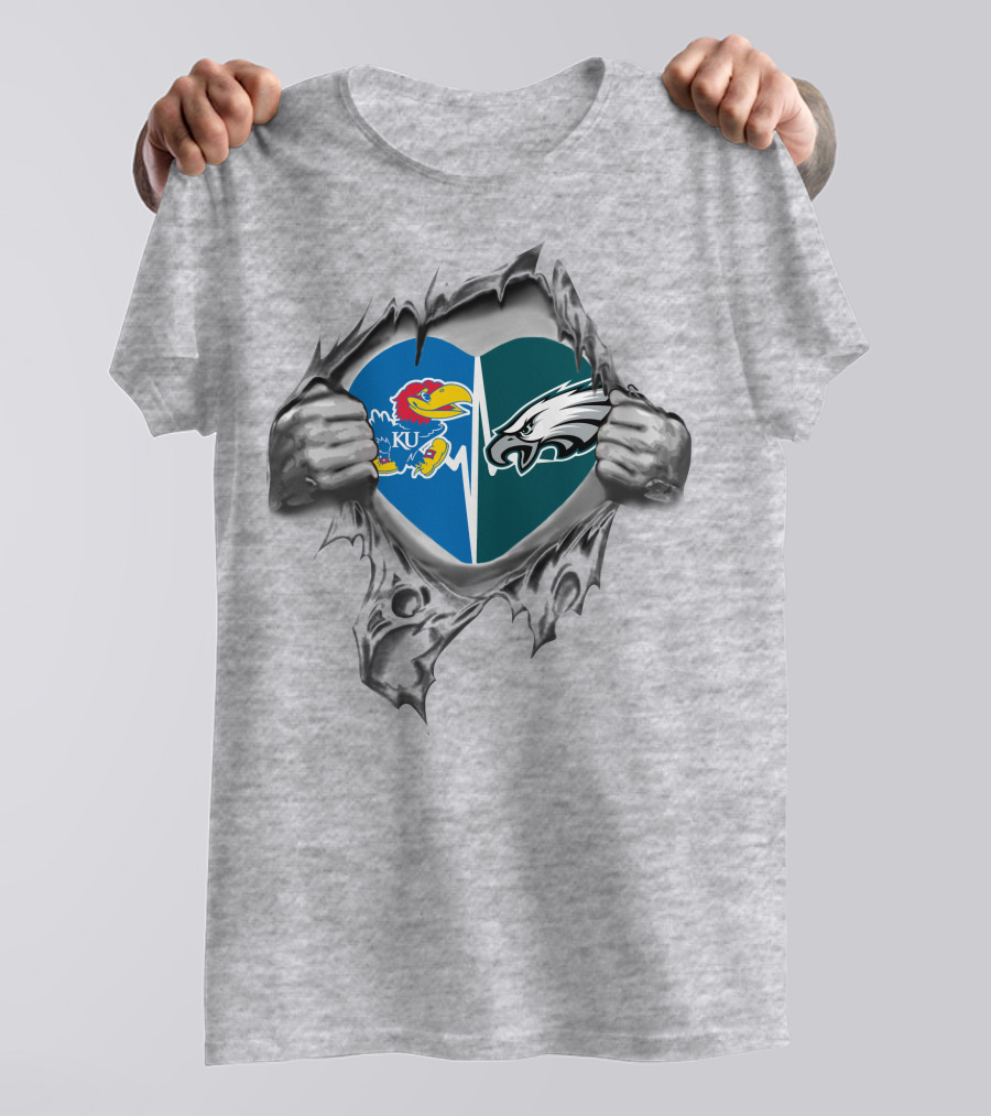Philadelphia Eagles Kansas Jayhawks Heart T-Shirt