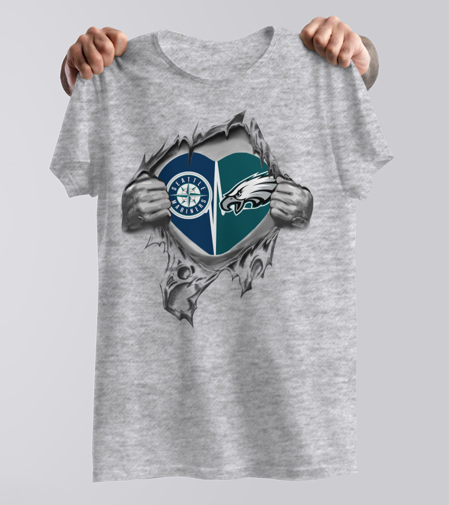 Seattle Mariners Philadelphia Eagles Heart T-Shirt