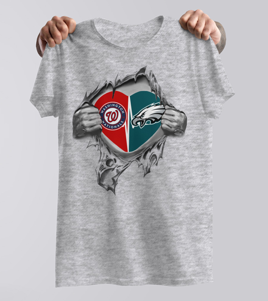 Washington Nationals Philadelphia Eagles Heart T-Shirt