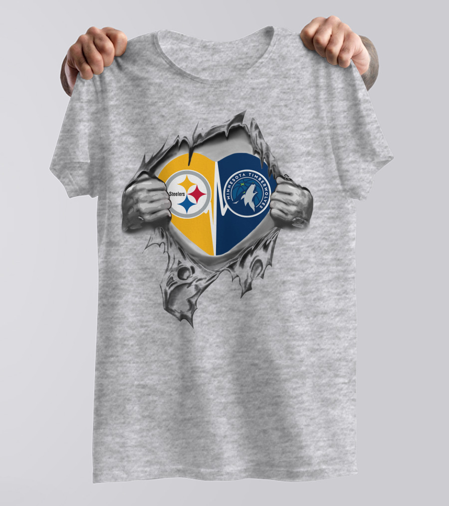 Steelers Minnesota Timberwolves Heart Of Loyalty Fan Symbol T-Shirt