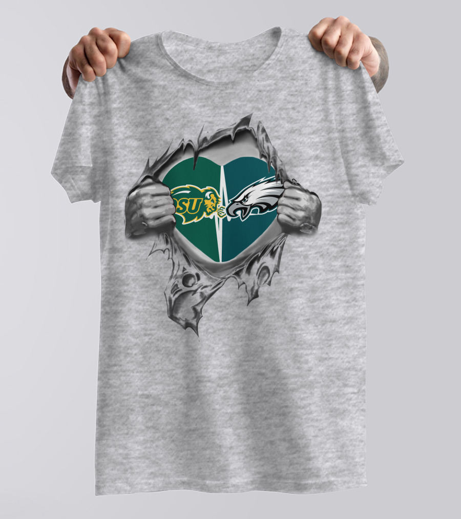 Eagles NDSU Heart Symbol With Torn Effect T-Shirt