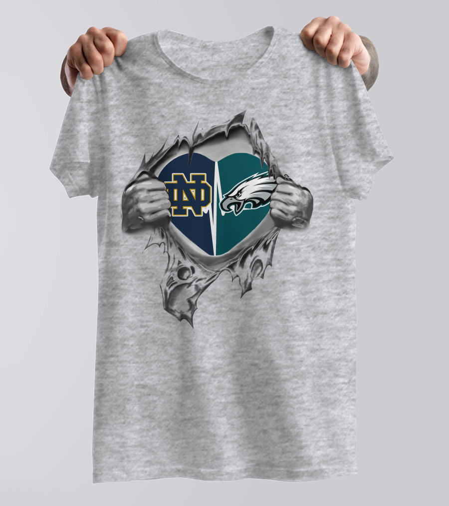 Notre Dame Philadelphia Eagles Heart Fusion T-Shirt