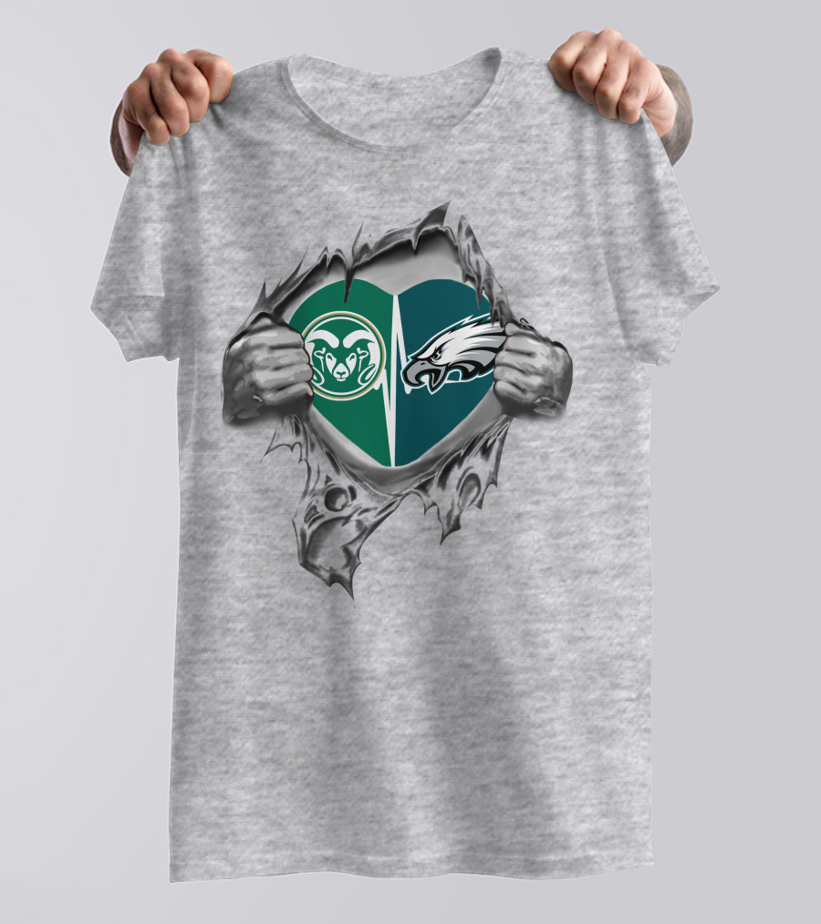Eagles Rams Heartbeat Passion Football Fan T-Shirt