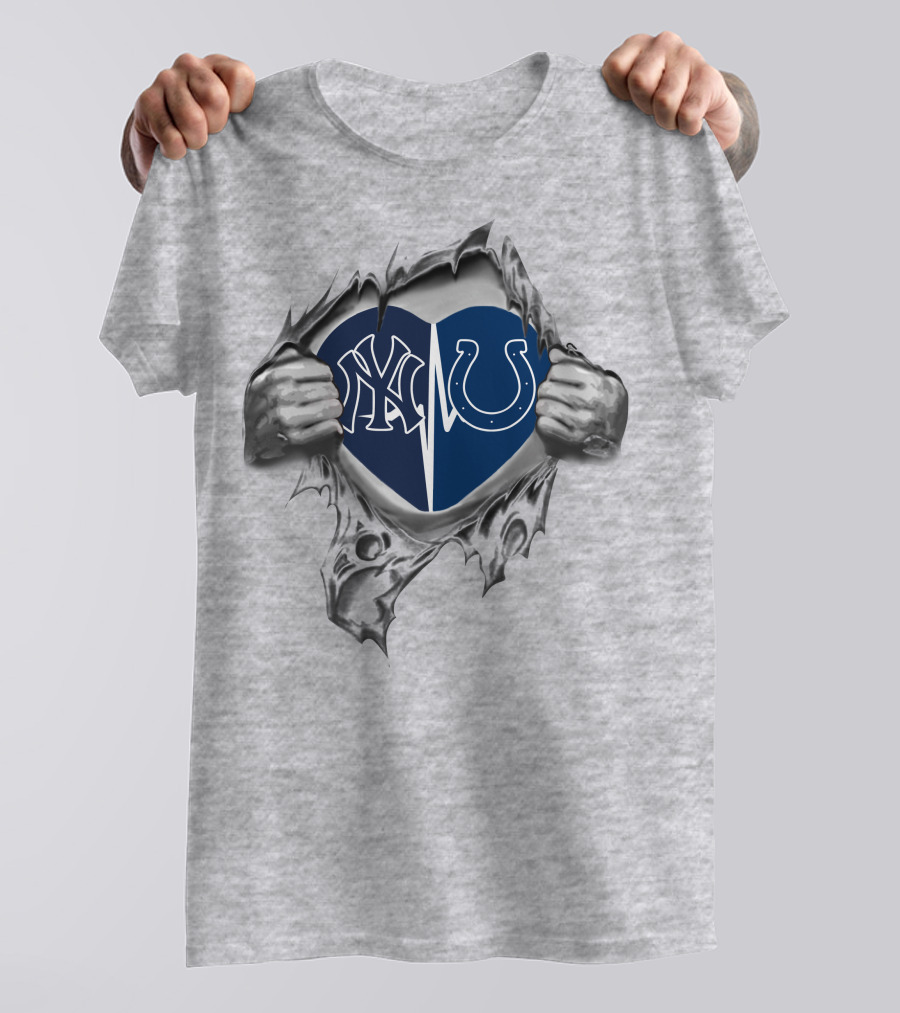 Colts Yankees Heart Blue Logo T-Shirt