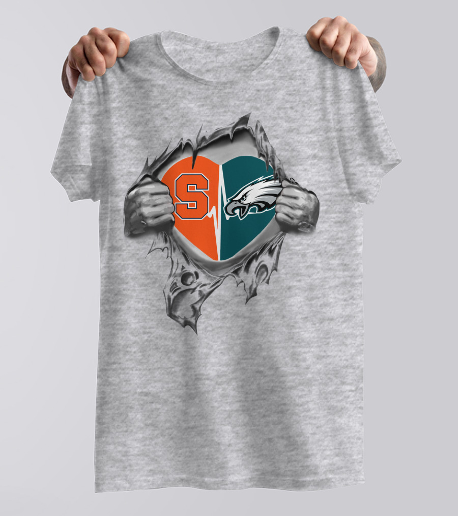 Syracuse Orange Philadelphia Eagles Heart T-Shirt