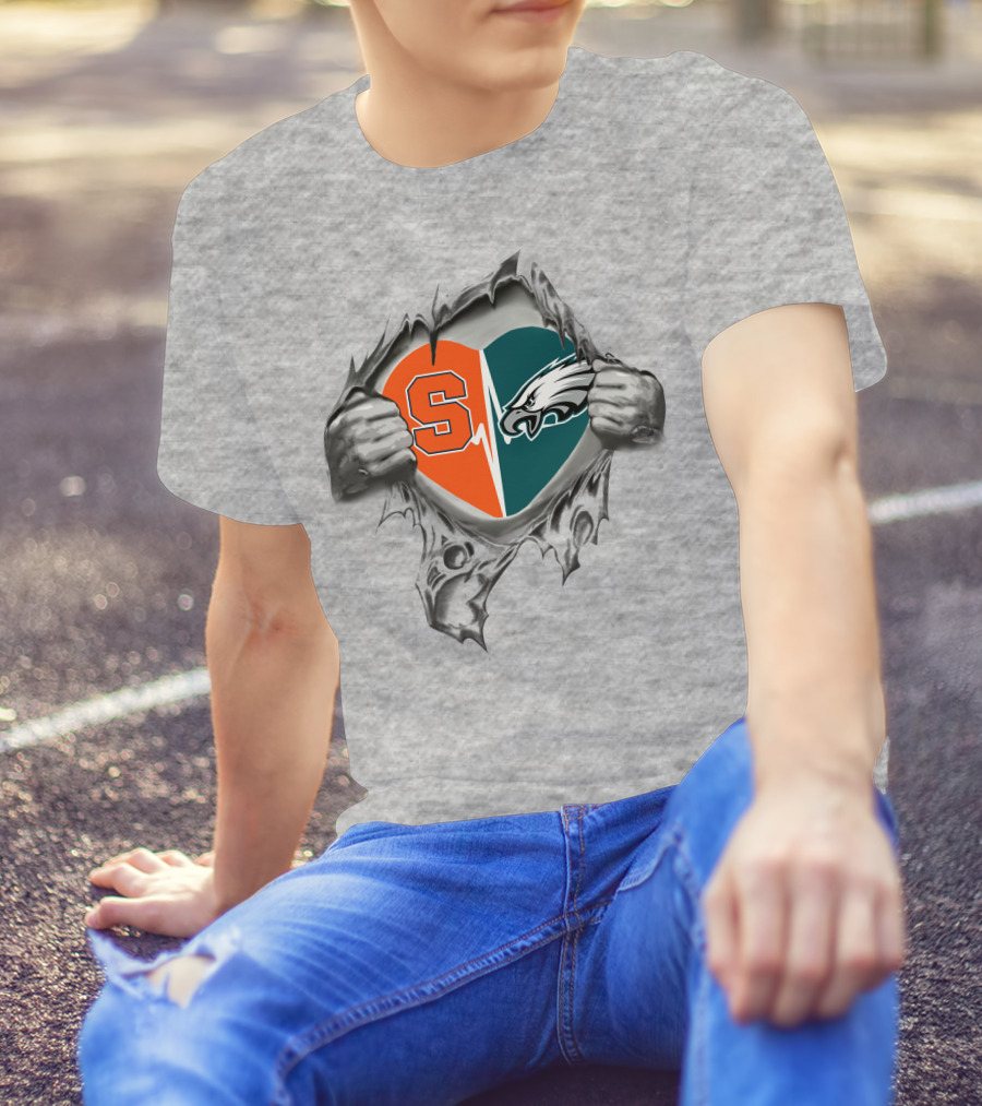 Syracuse Orange Philadelphia Eagles Heart T-Shirt
