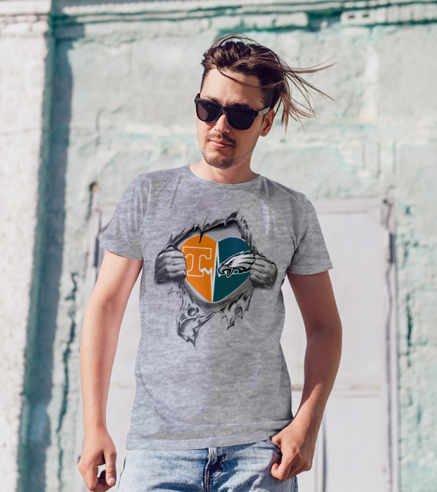 Tennessee Volunteers Philadelphia Eagles Heart Emblem T-Shirt