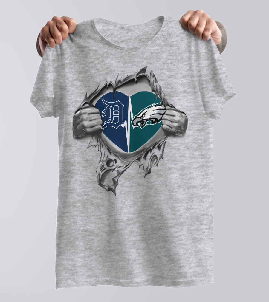 Detroit Tigers Philadelphia Eagles Heart Fan Passion T-Shirt