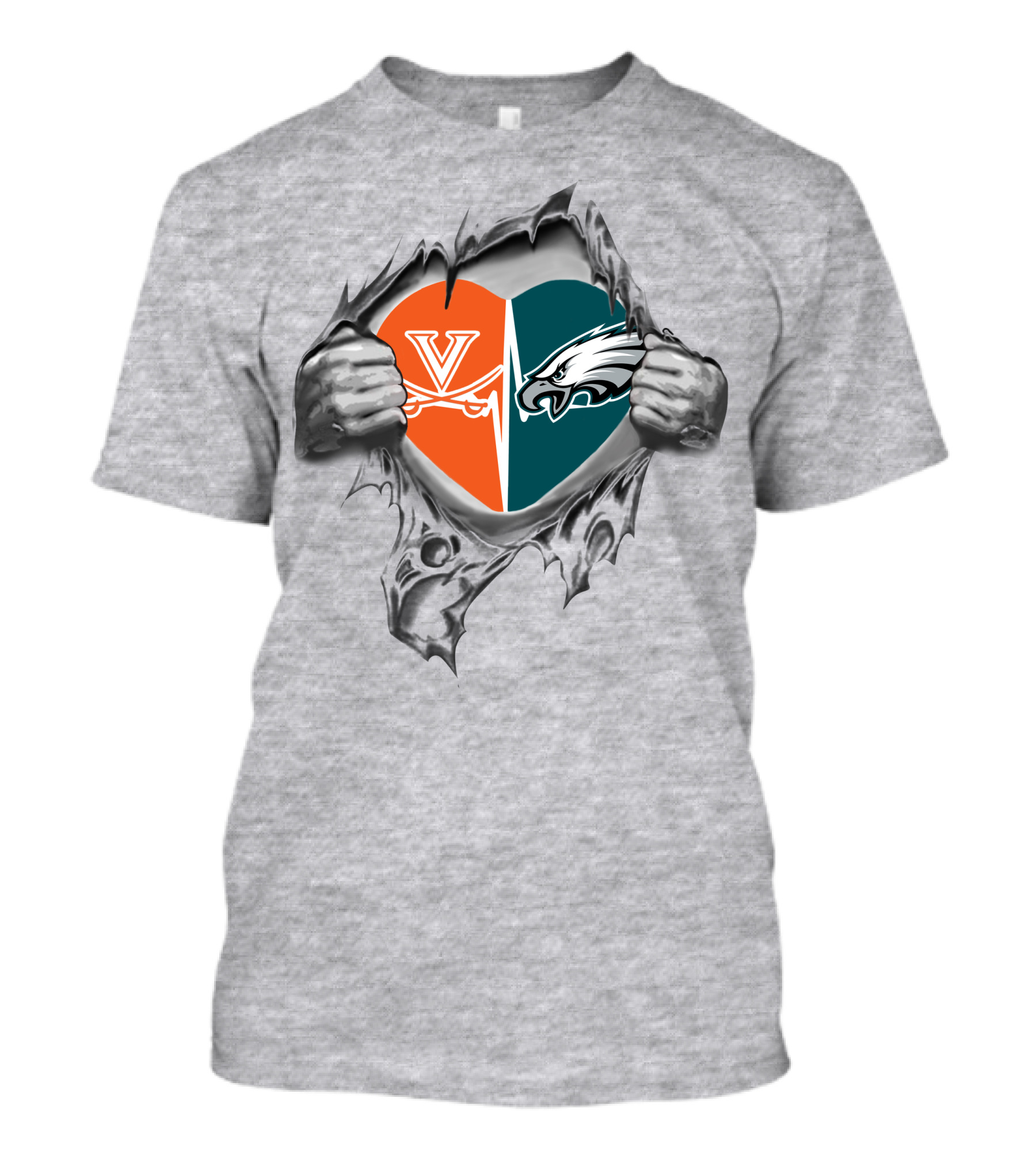 Virginia Cavaliers Philadelphia Eagles Heart T-Shirt