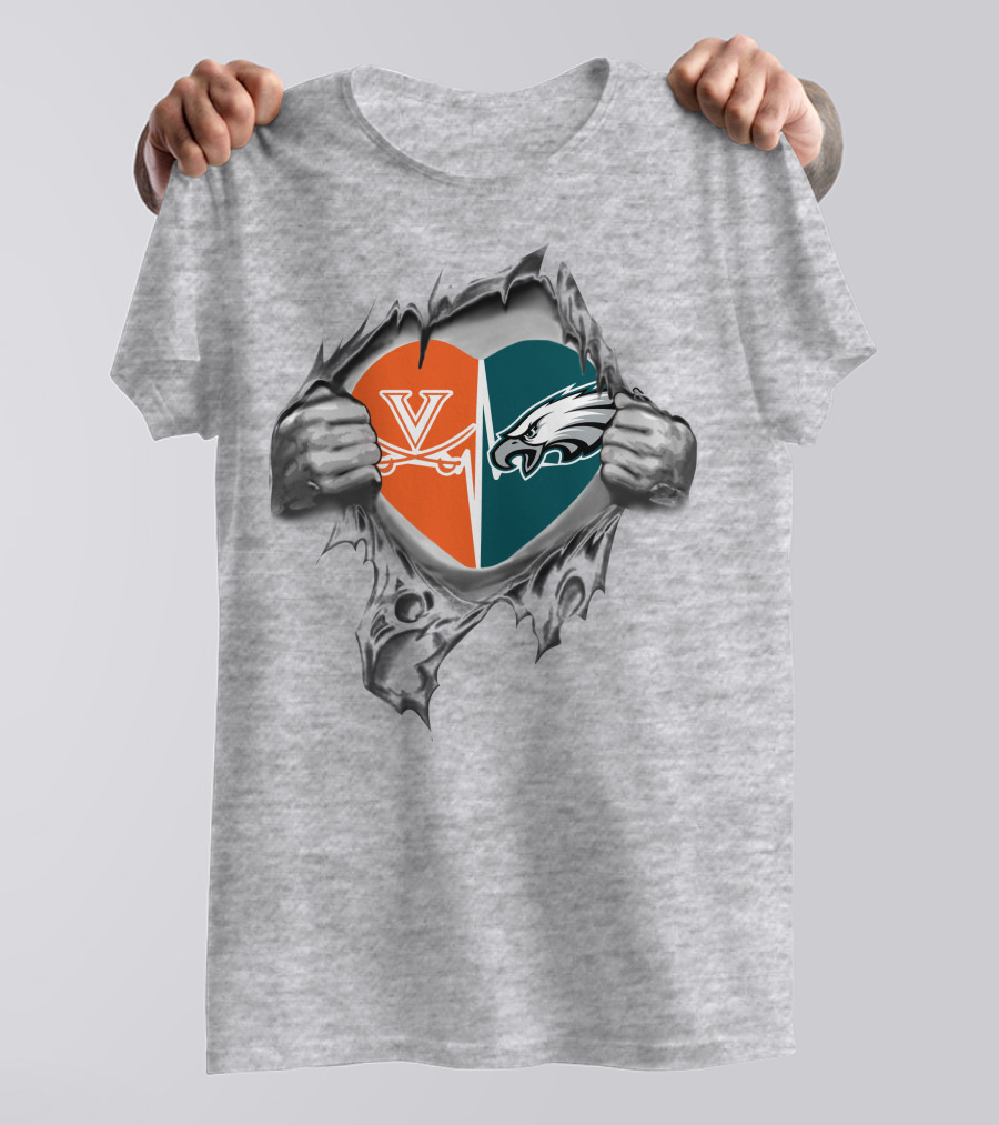 Virginia Cavaliers Philadelphia Eagles Heart T-Shirt