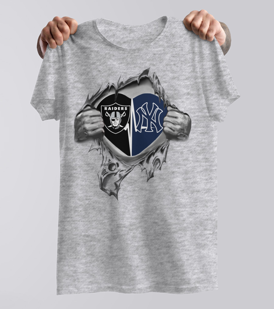 Raiders Yankees Heart Torn Open T-Shirt
