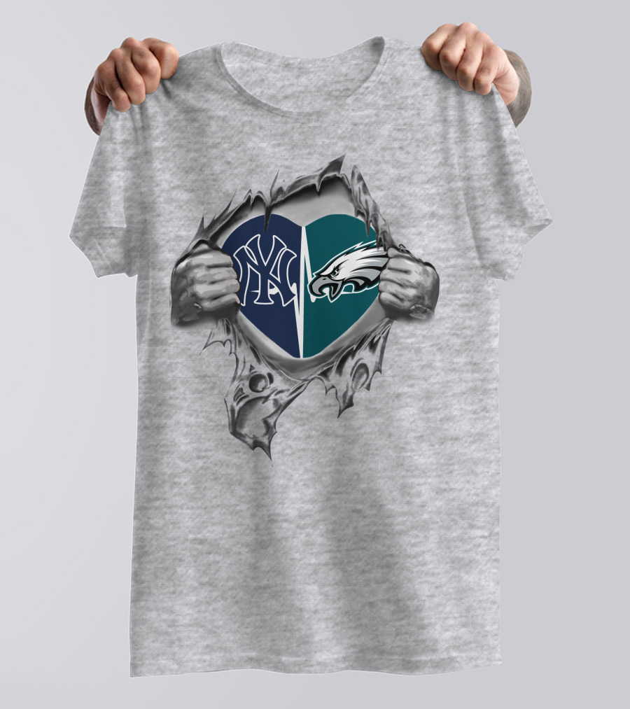 Eagles Yankees Heart Logo Mashup T-Shirt