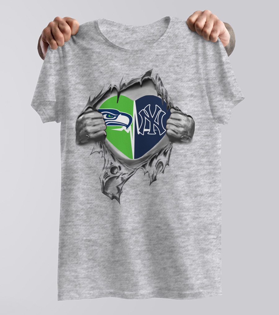 Seahawks Yankees Heart Icons T-Shirt