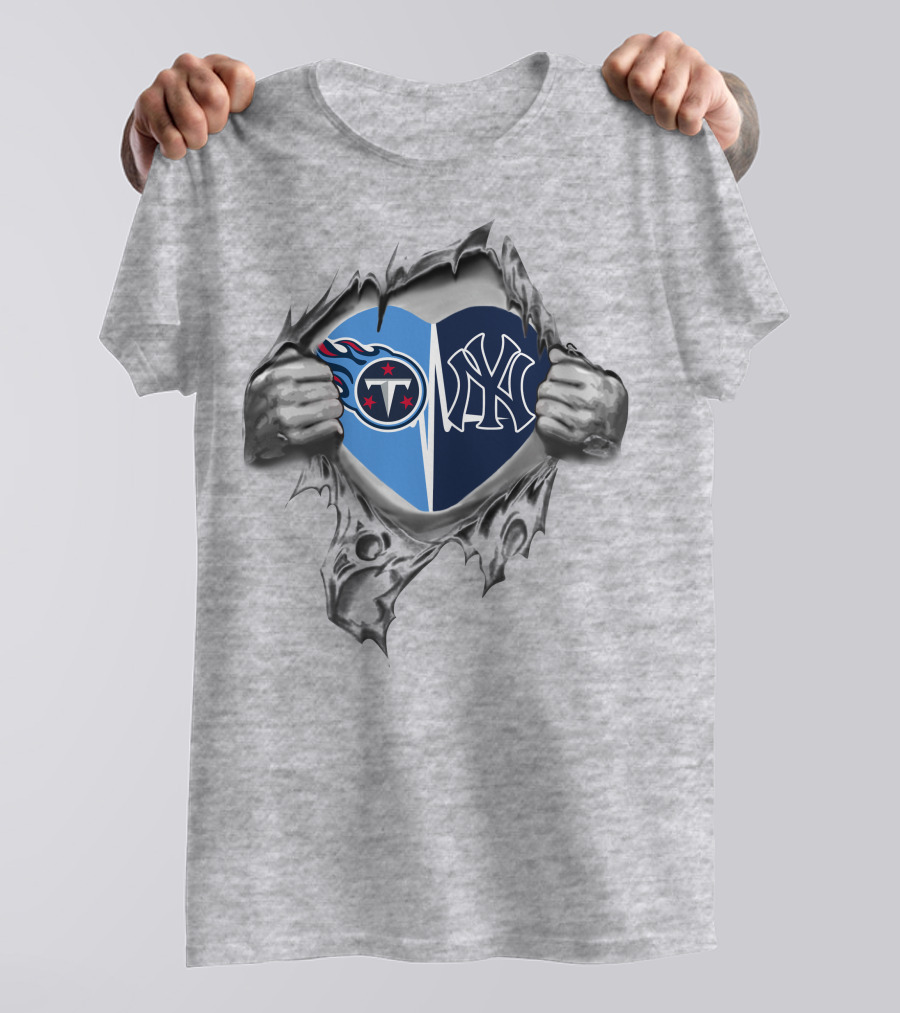 Titans Yankees Heart Design Featuring Team T-Shirt