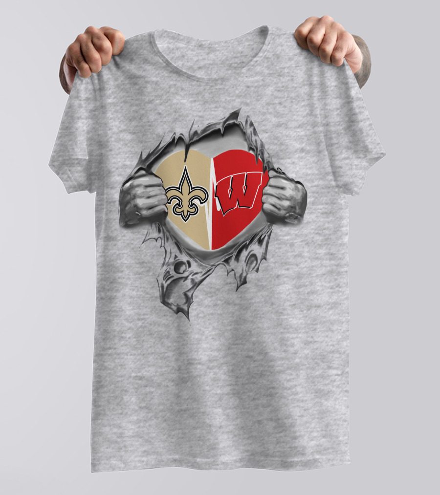 Saints Wisconsin Badgers Heart Saints Badgers It's In My Heart T-Shirt