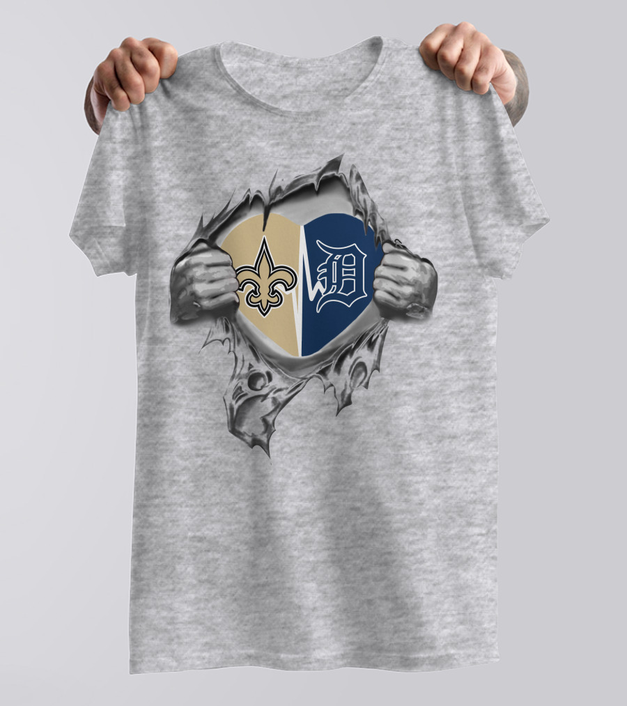 Heart Of Saints And Detroit Tigers Loyalty T-Shirt