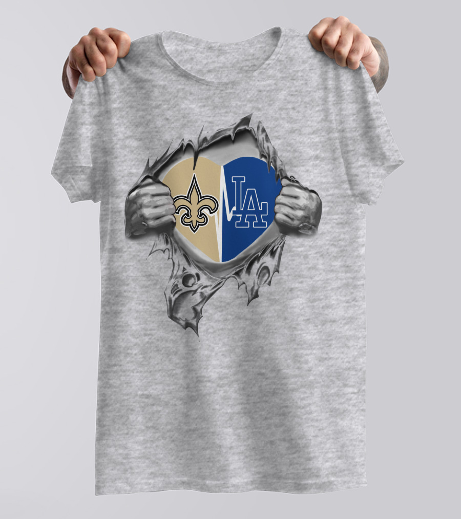 Saints Dodgers Heartbeat Passion Logo Unity T-Shirt