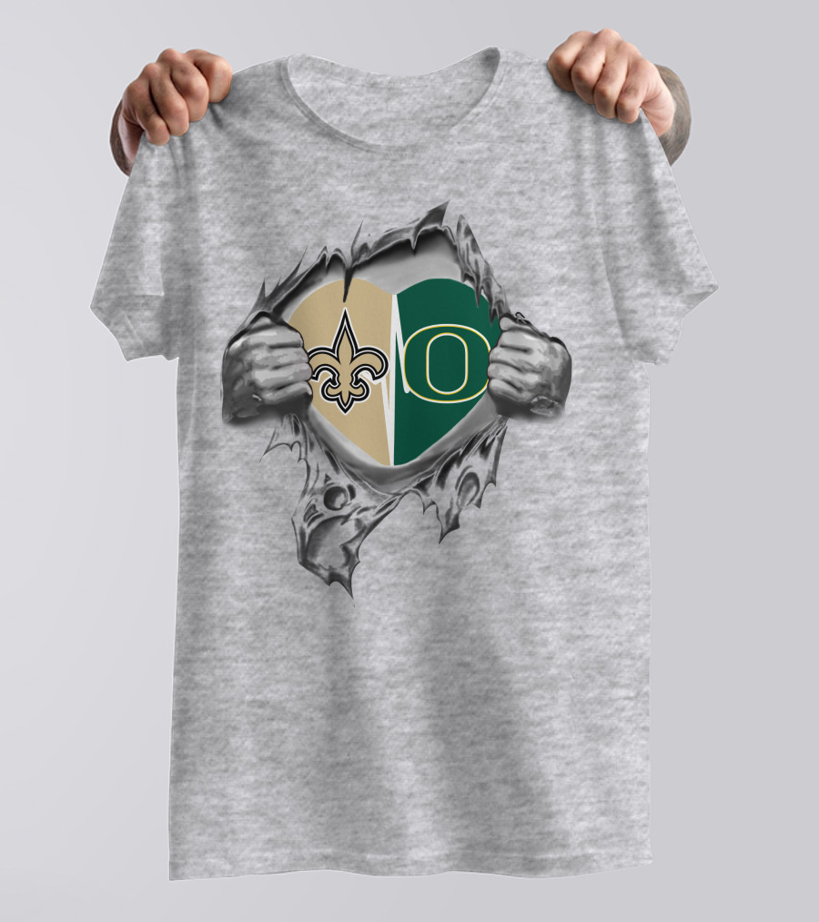 Saints Ducks Heart Pulled Open Fleur-de-Lis Oregon T-Shirt