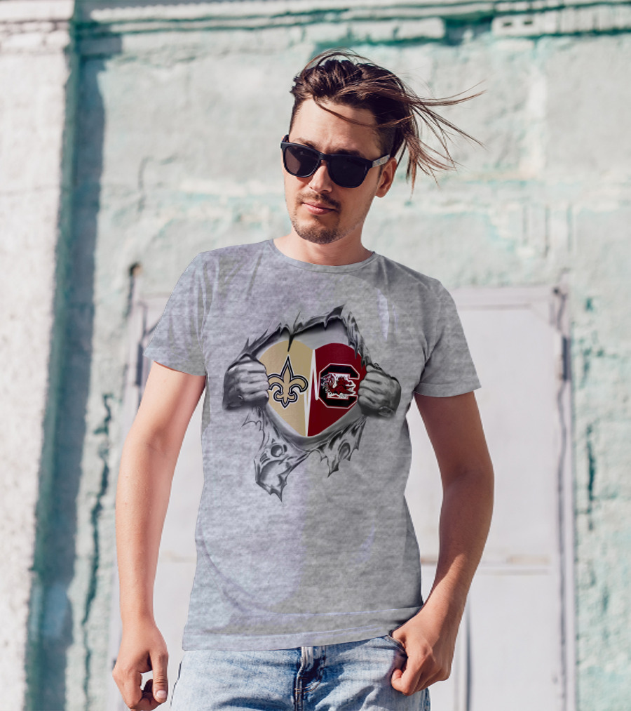 Saints Gamecocks Heart Hands Logo Passion T-Shirt