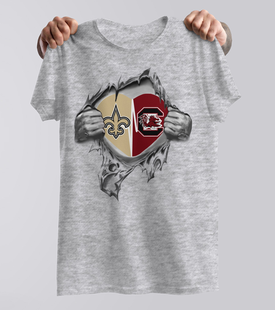Saints Gamecocks Heart Hands Logo Passion T-Shirt