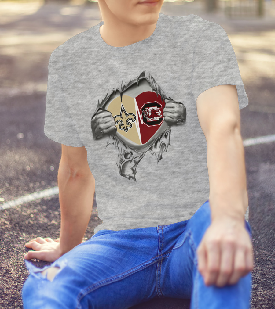 Saints Gamecocks Heart Hands Logo Passion T-Shirt