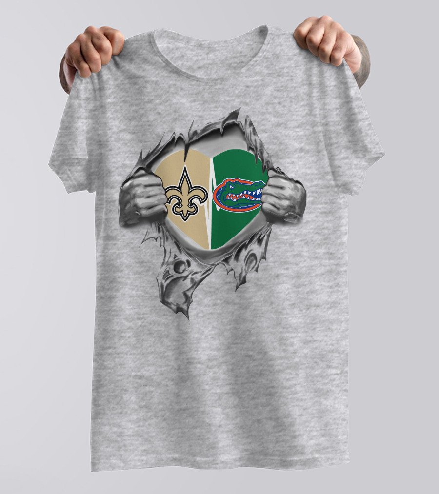 Saints Gators Heart Logo Fusion T-Shirt