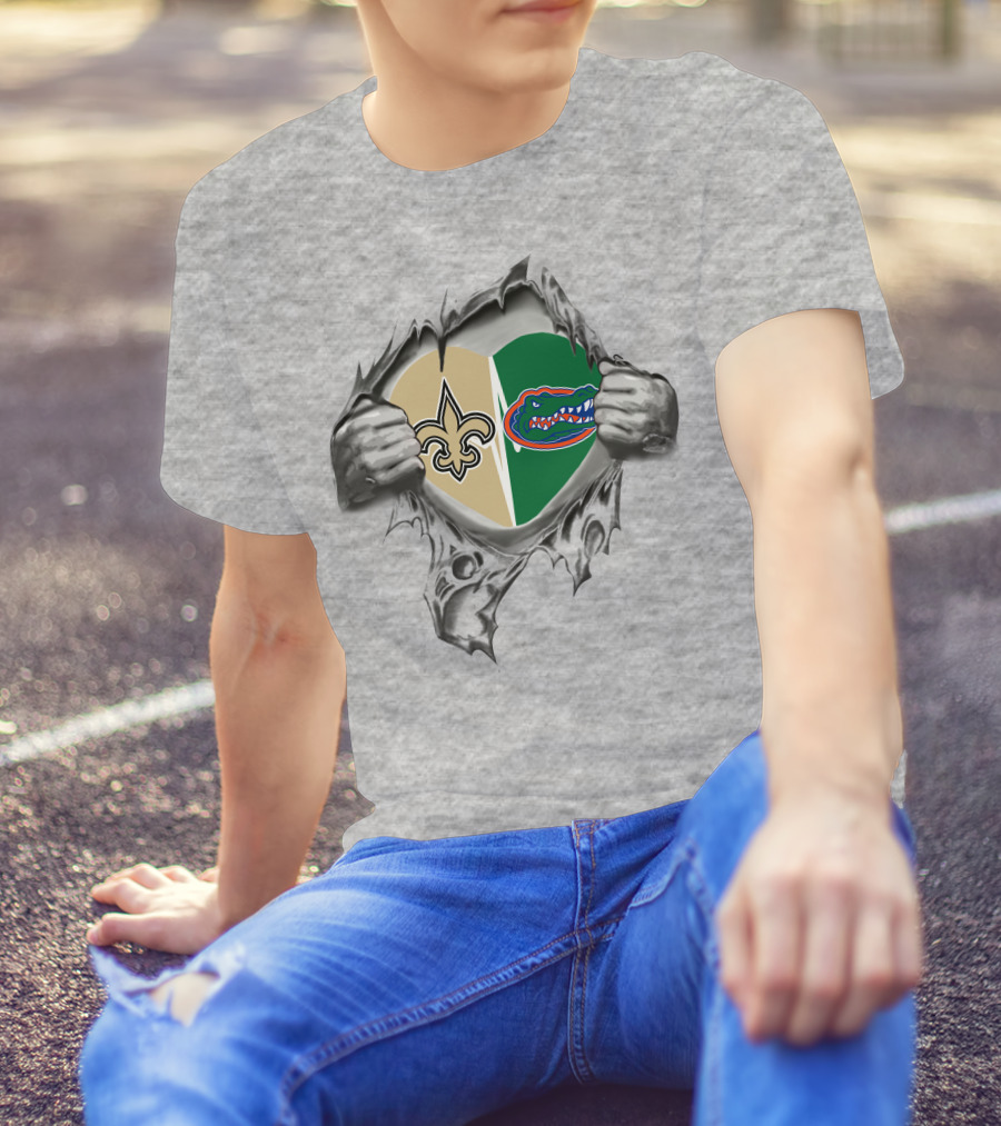 Saints Gators Heart Logo Fusion T-Shirt