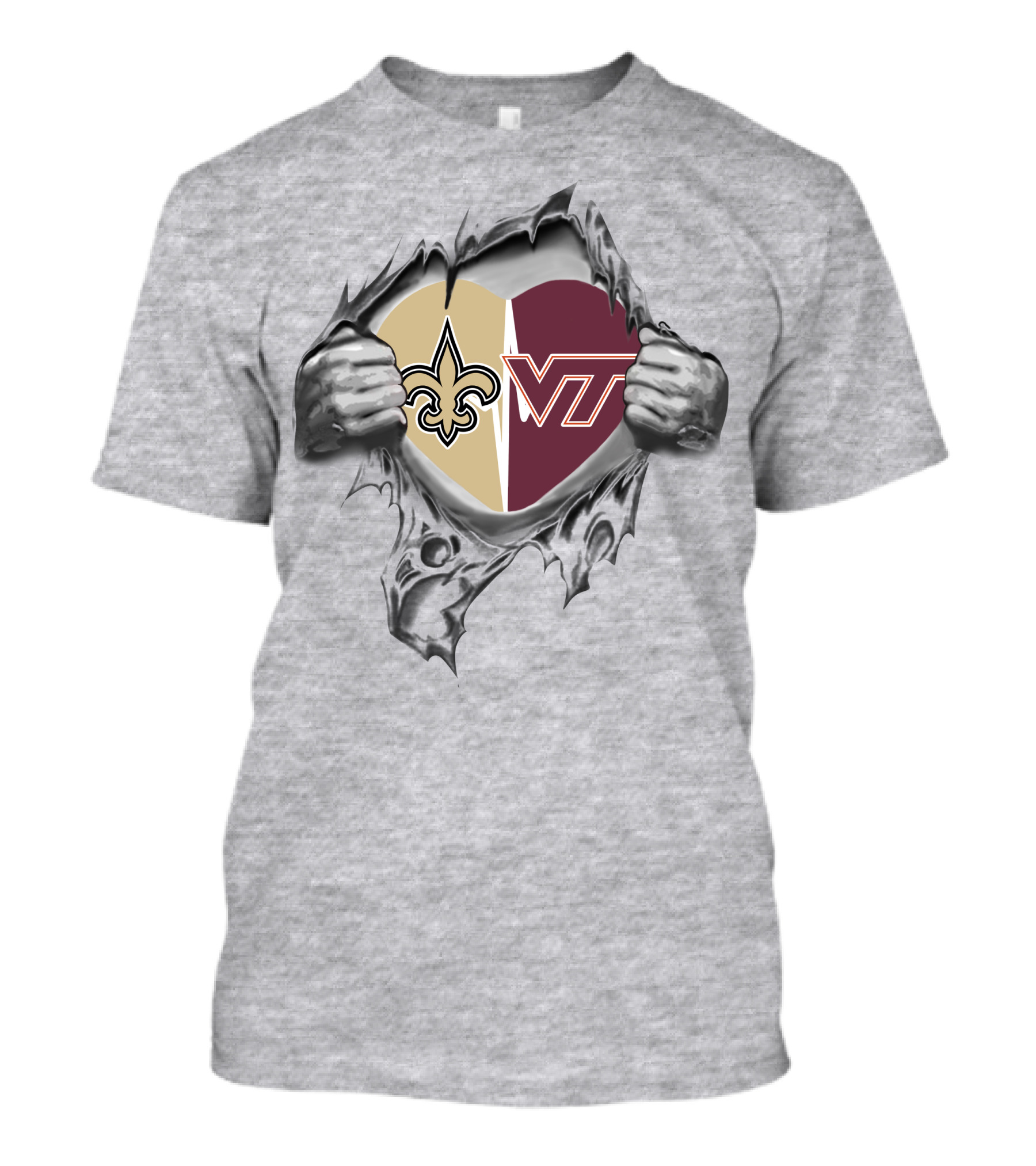 Saints And Hokies Dual Heart Emblem T-Shirt