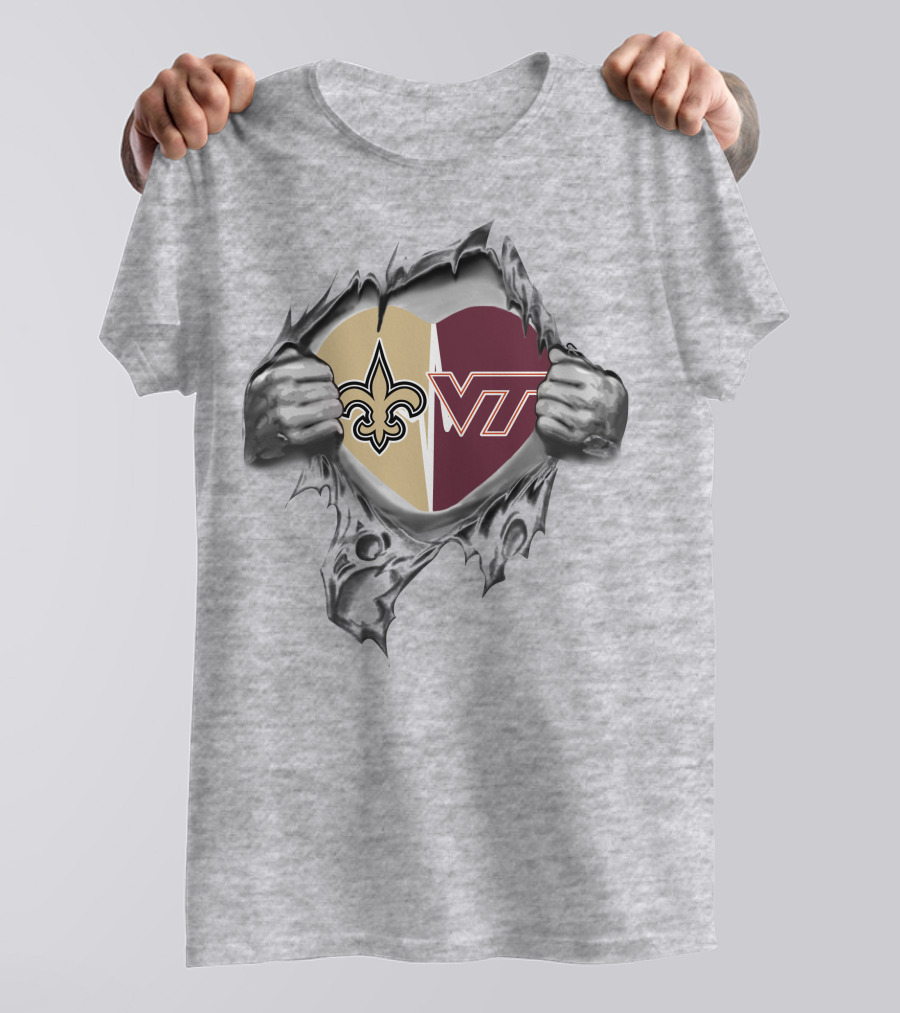 Saints And Hokies Dual Heart Emblem T-Shirt