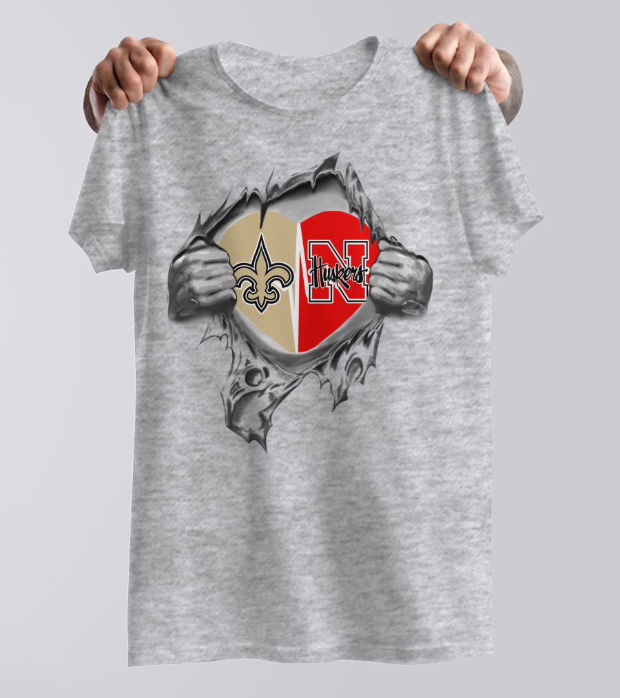 Saints Huskers Heart Logo Burst T-Shirt