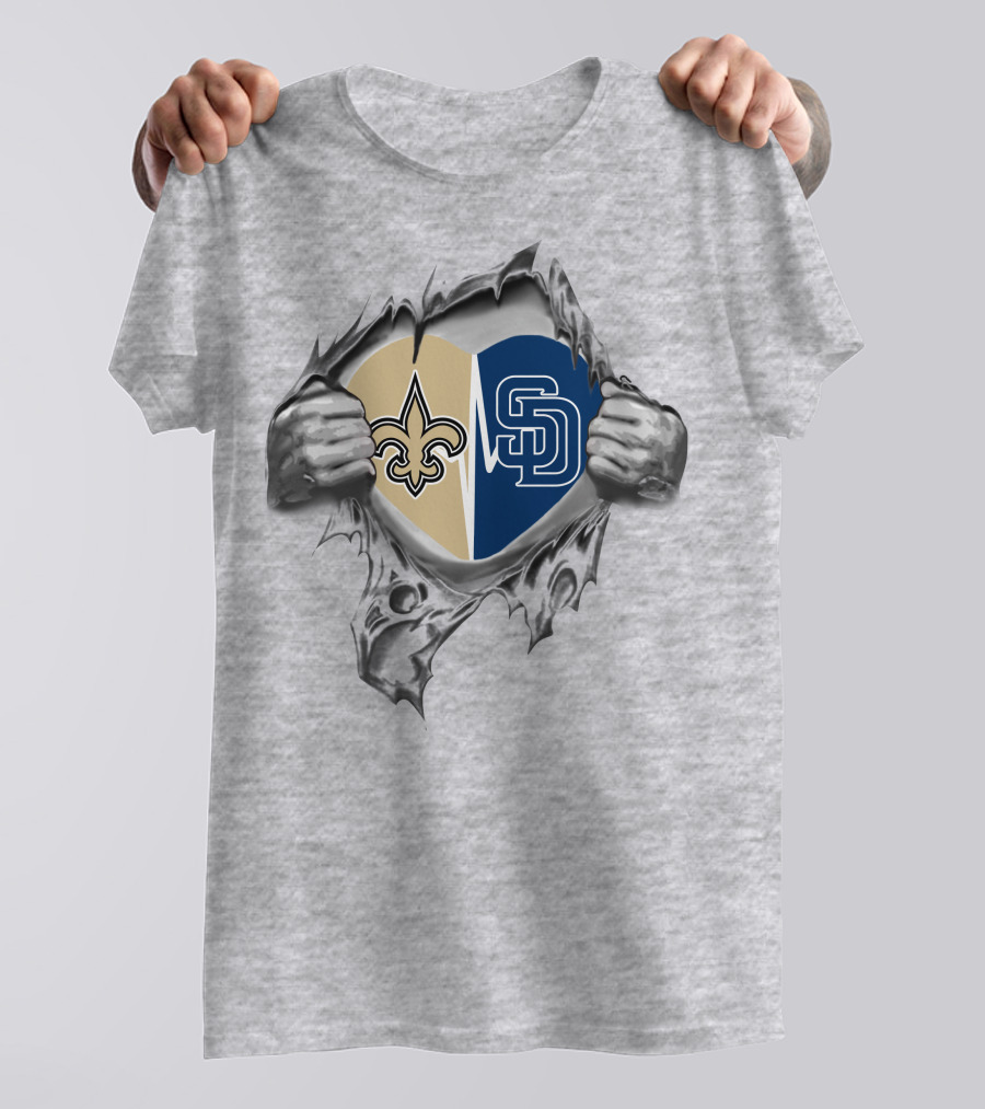 Saints Padres Heart Icon Fleur-de-Lis And Interlocked SD T-Shirt