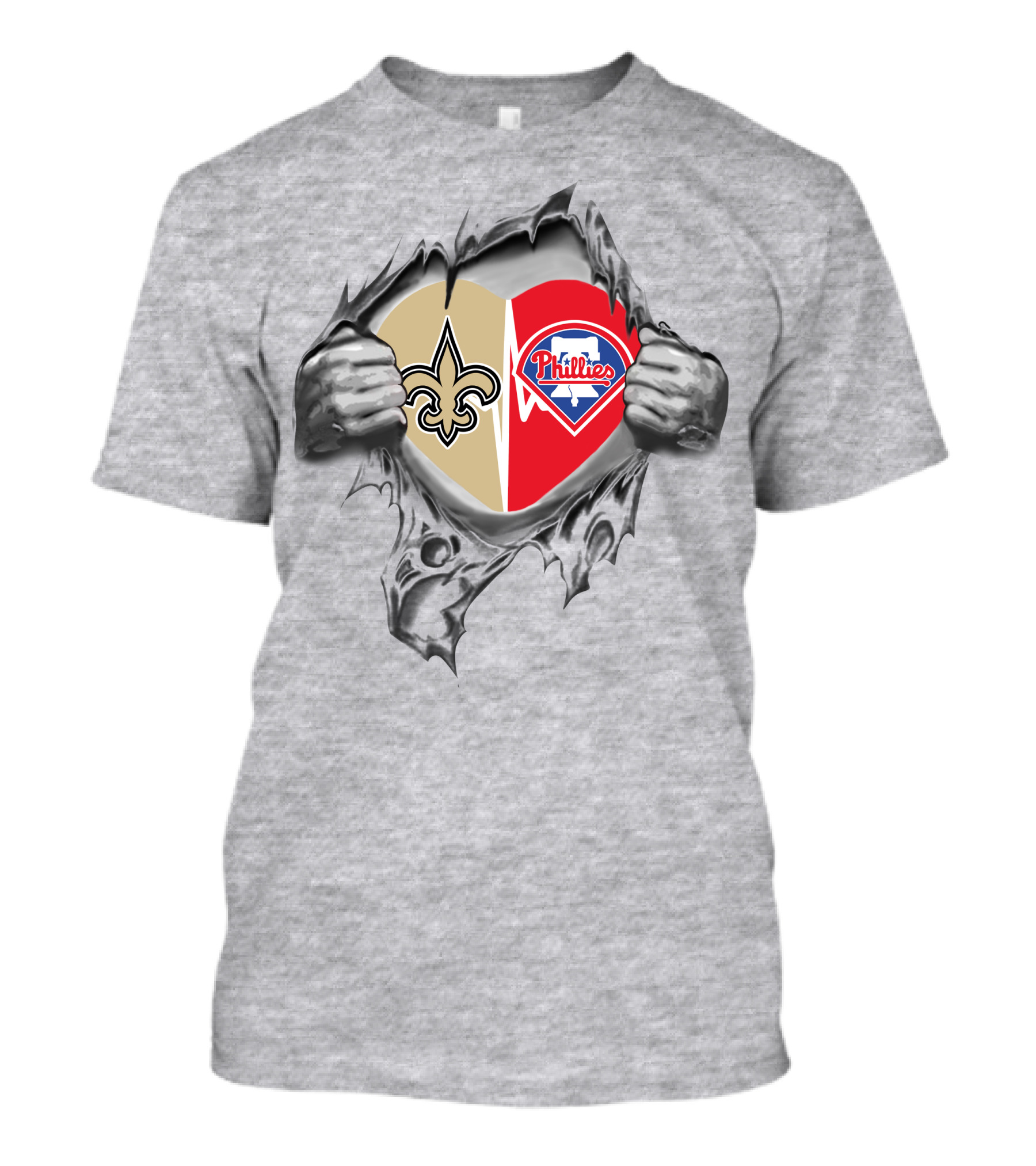 Saints Phillies Heart Logo Tear T-Shirt