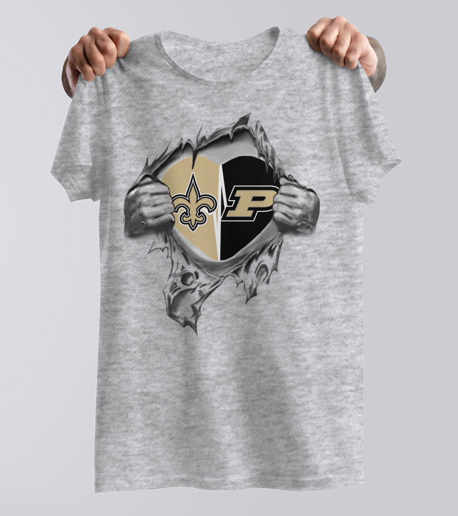 Saints Purdue Heart Rip T-Shirt