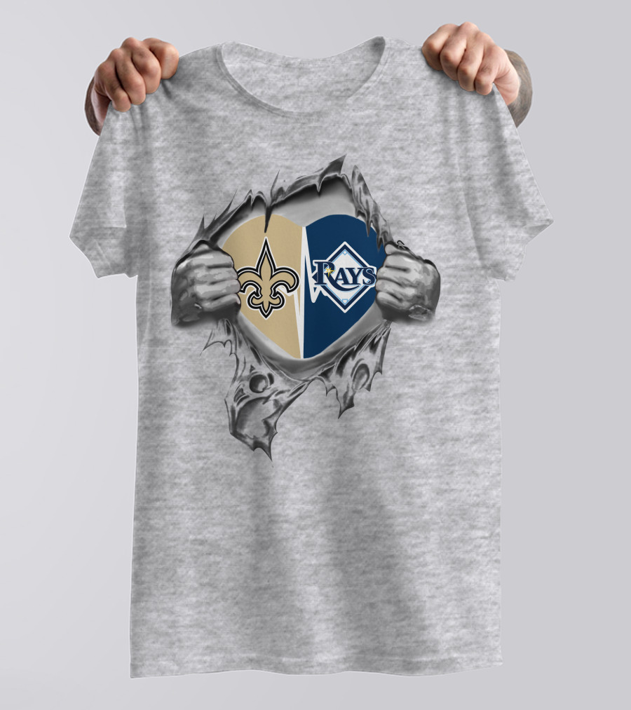 Saints Rays Heart Logo With Torn Hands T-Shirt