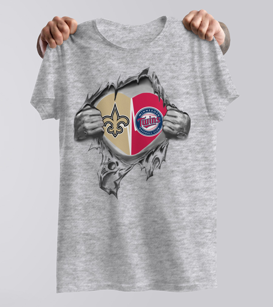New Orleans Saints Minnesota Twins Heart T-Shirt