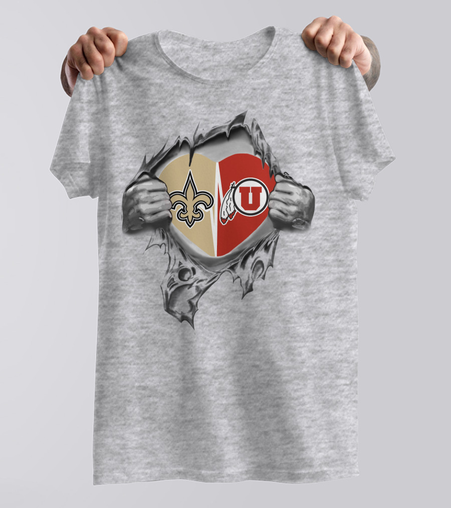 Saints Utah Utes Heart Torn Open T-Shirt