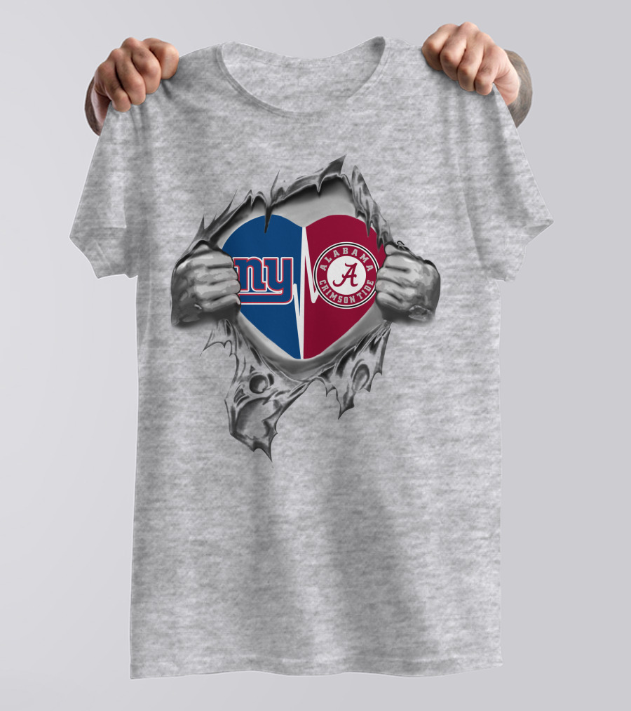 Giants Alabama Crimson Tide Heart T-Shirt