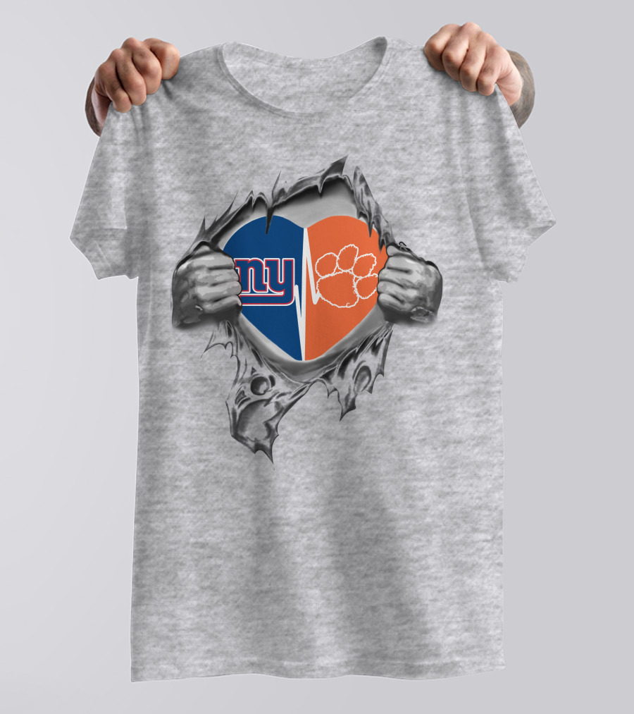 Giants Clemson Tigers Heartbeat Passion T-Shirt