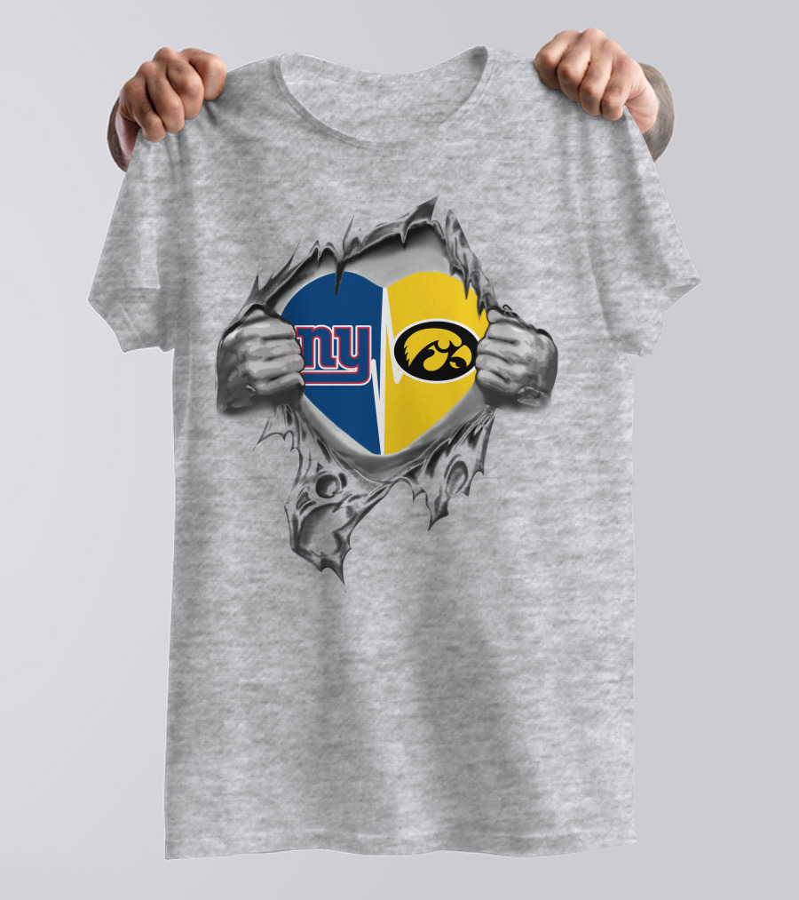 New York Giants Iowa Hawkeyes Heart T-Shirt