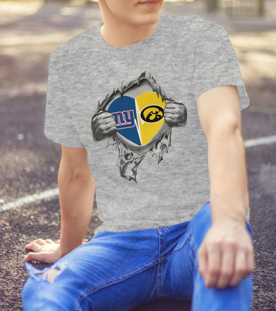 New York Giants Iowa Hawkeyes Heart T-Shirt