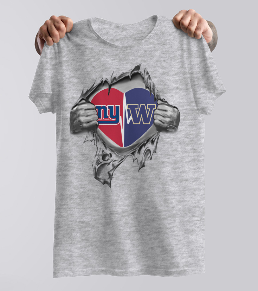 Torn Heart Giants Huskies Logo Ny W T-Shirt