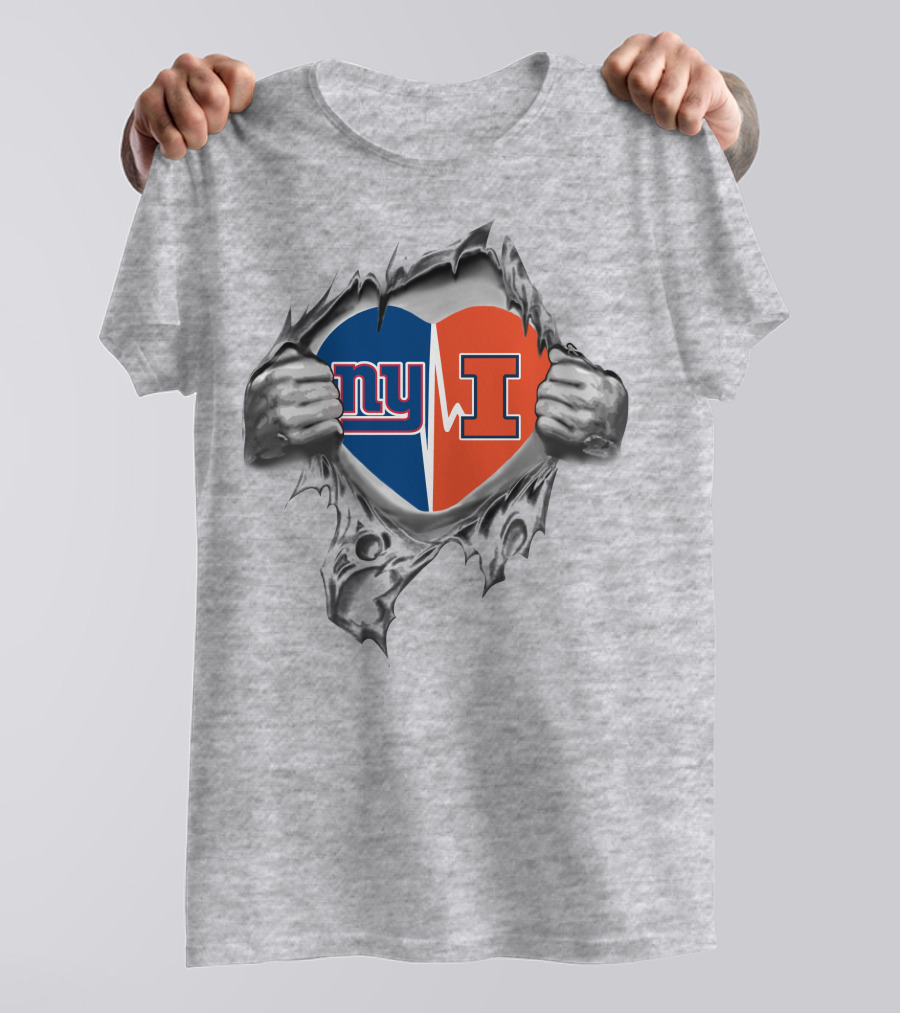 Giants Illinois NY Heart Divide T-Shirt