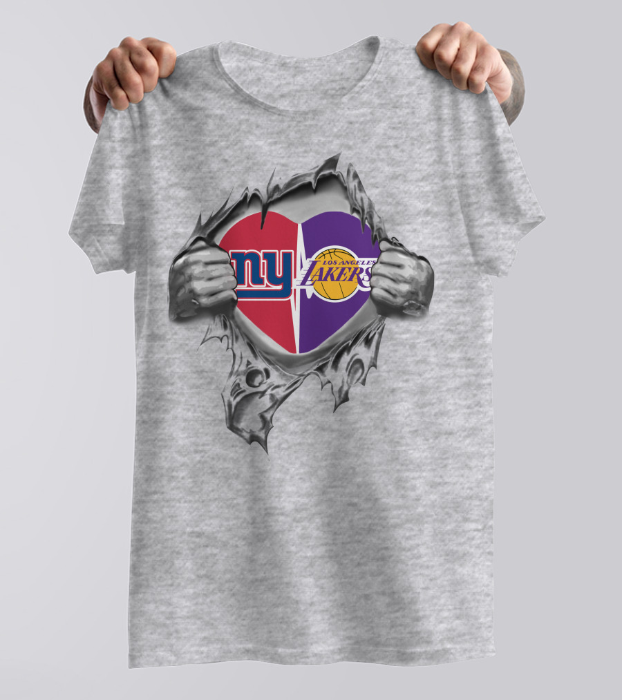 Giants Lakers Logos Revealed In Heart T-Shirt