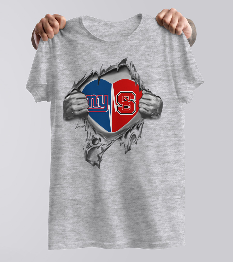 Giants NC State Heart Symbol Ripped T-Shirt