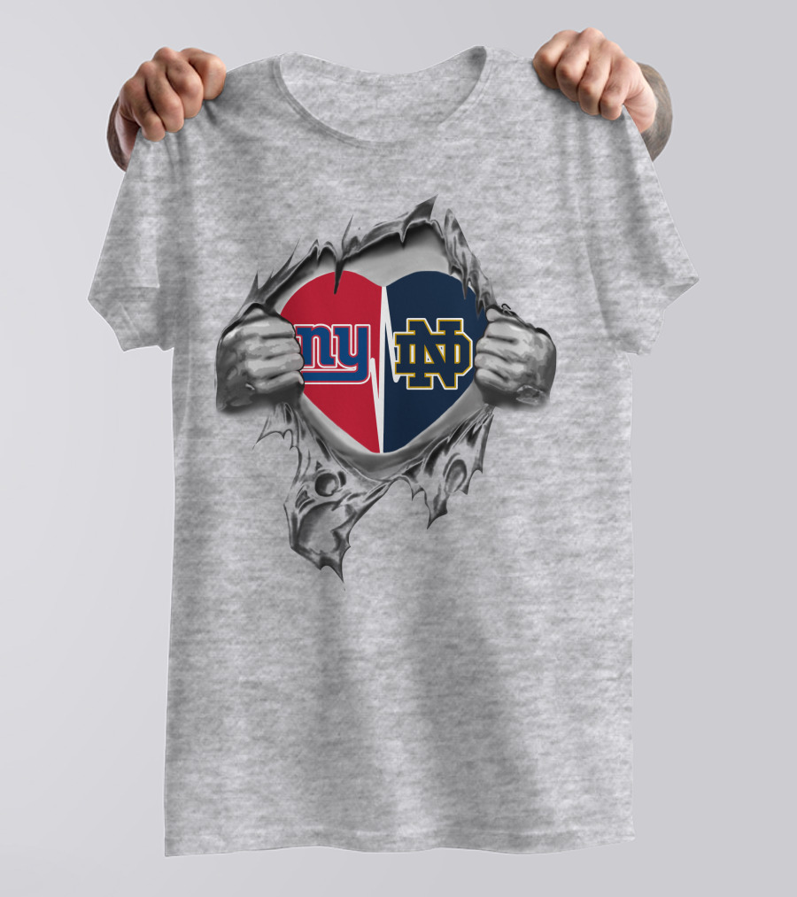 Giants NY Notre Dame ND Logo Heart T-Shirt